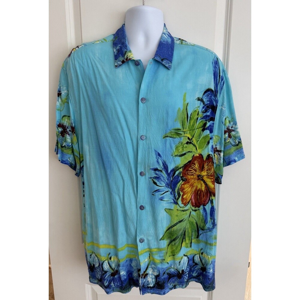 Jams World Men’s Hawaiian Aloha Shirt, L, “Retro Biscus”, GUC